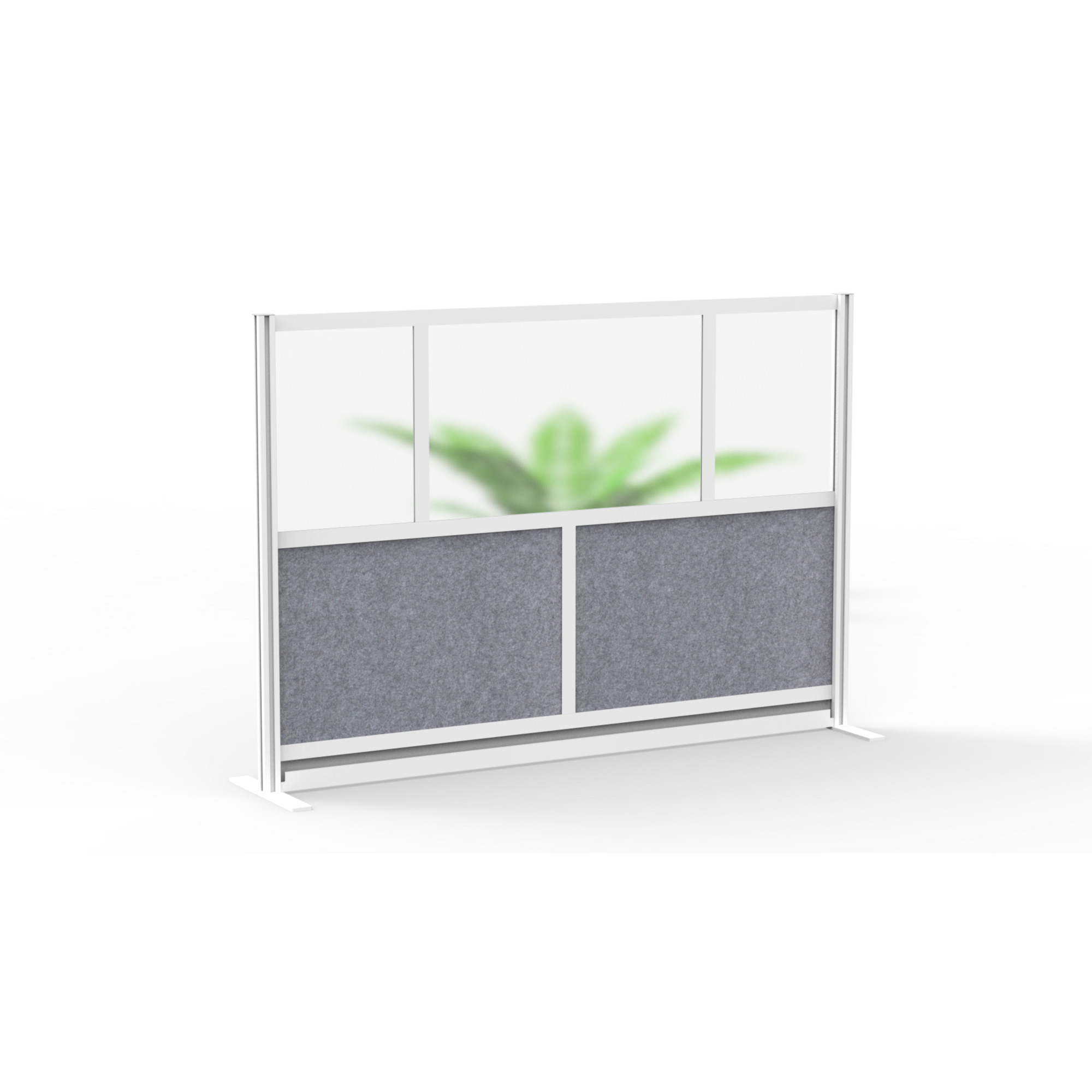 Luxor Modular Room Divider - 70in. x 48in., Aluminum, Sound-Absorbent Panels, Frosted Acrylic, Model# MW-7048-FCG
